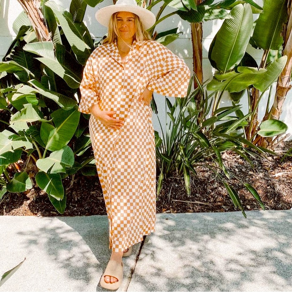 LULLABY CLUB LUXE LOUNGE DRESS IN CHECKER 🪷